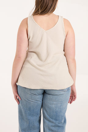 Bias Cut Double V-Neck Basic Top