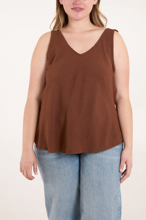 Bias Cut Double V-Neck Basic Top