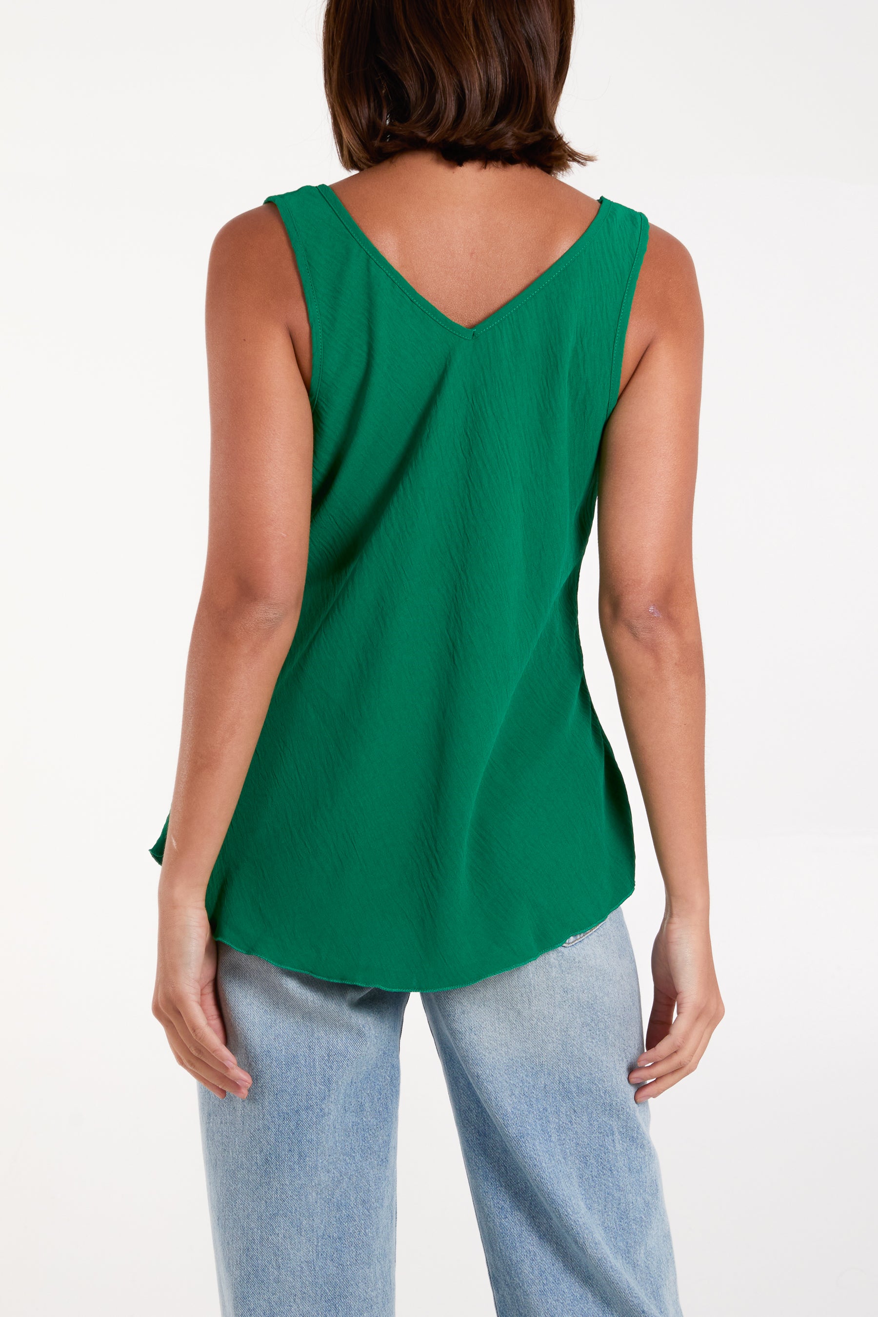 Bias Cut Double V-Neck Basic Top