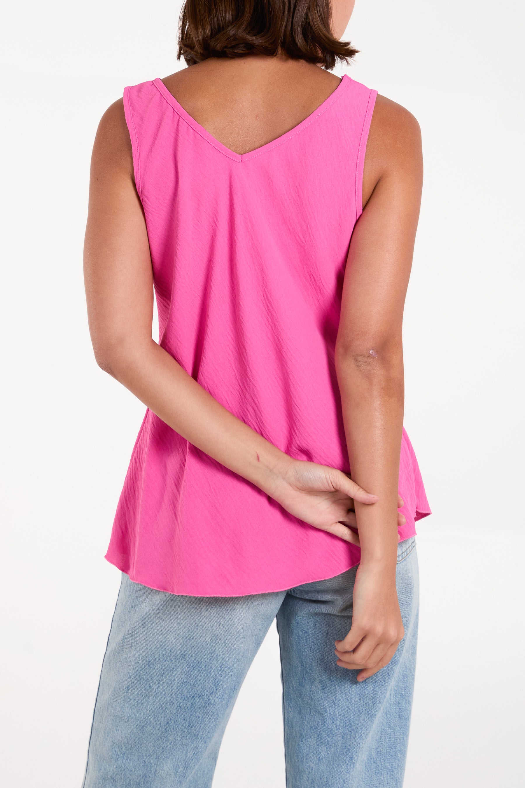 Bias Cut Double V-Neck Basic Top