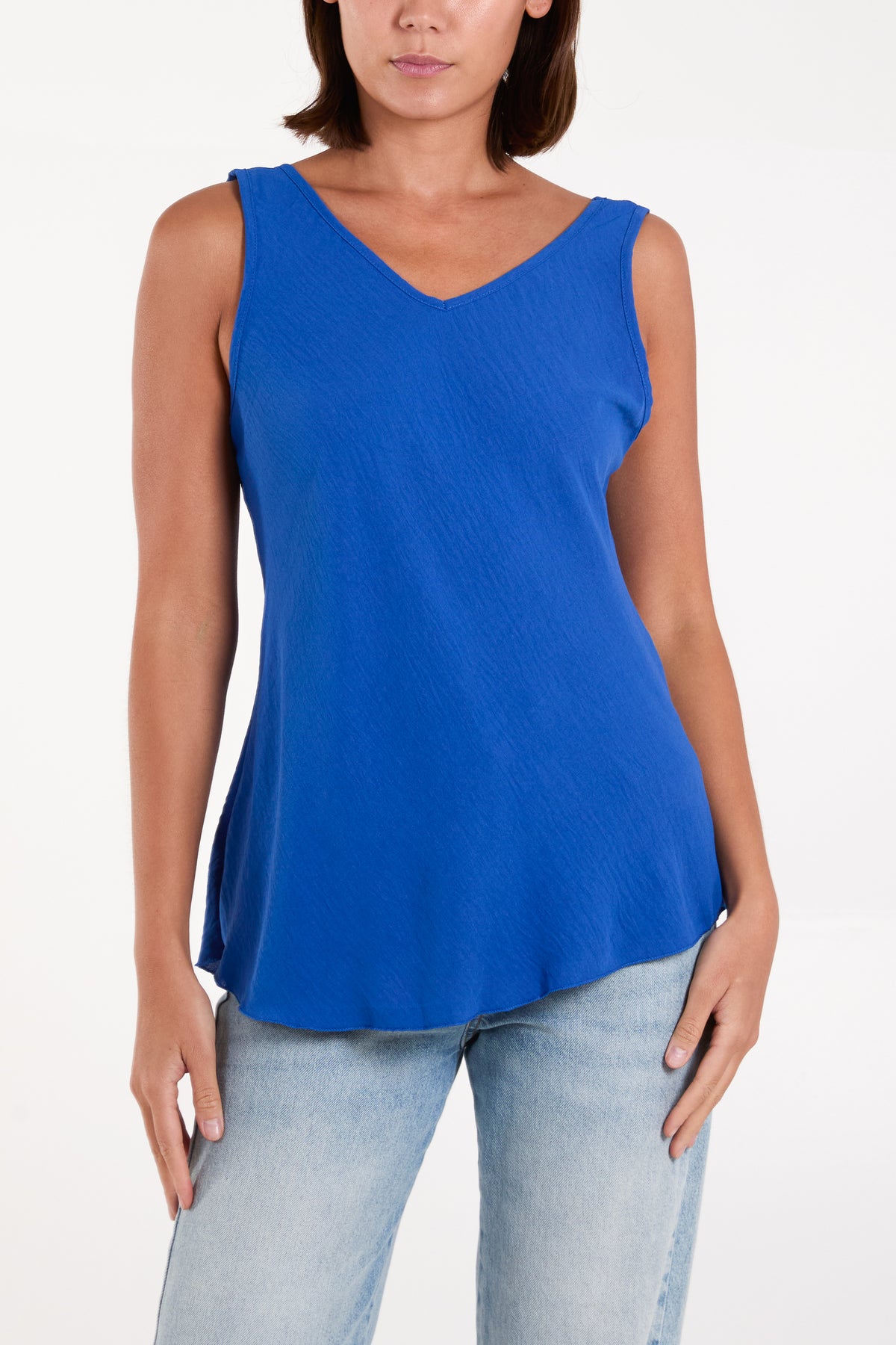 Bias Cut Double V-Neck Basic Top