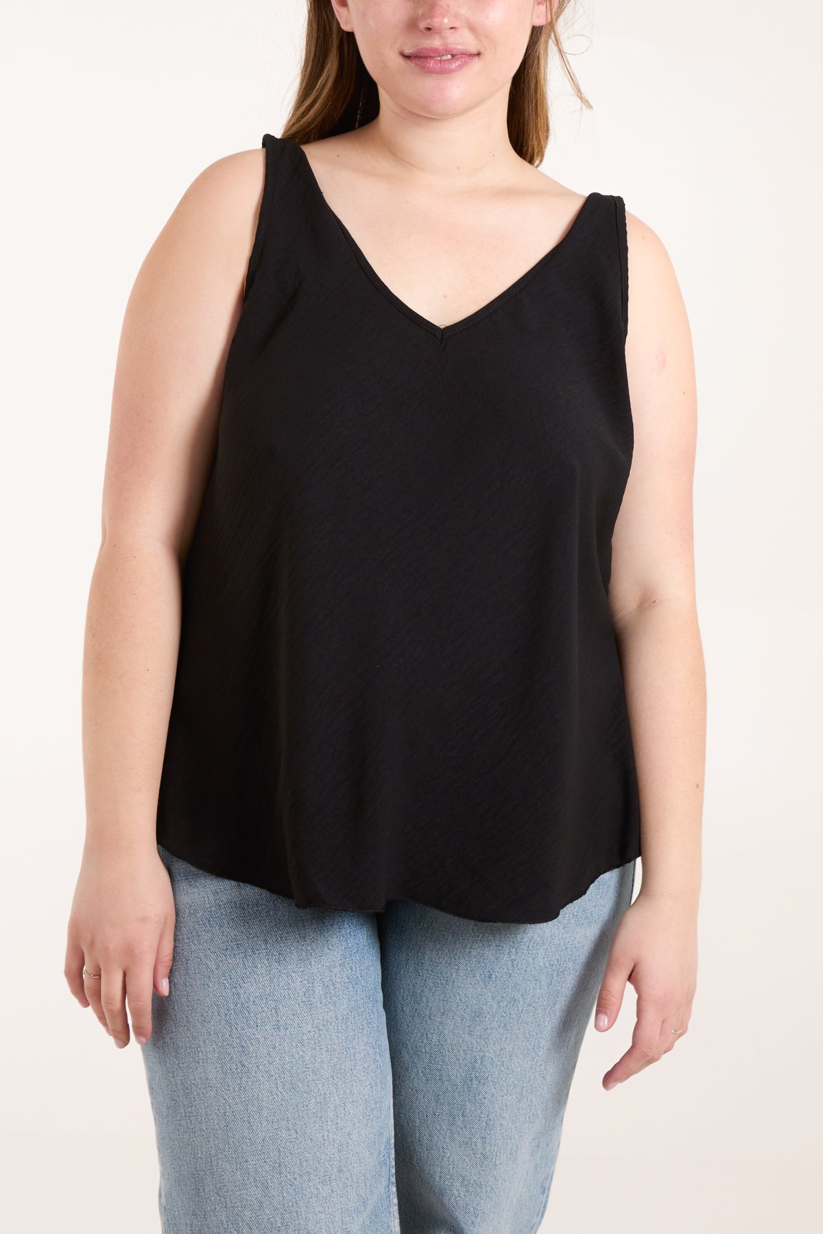 Bias Cut Double V-Neck Basic Top