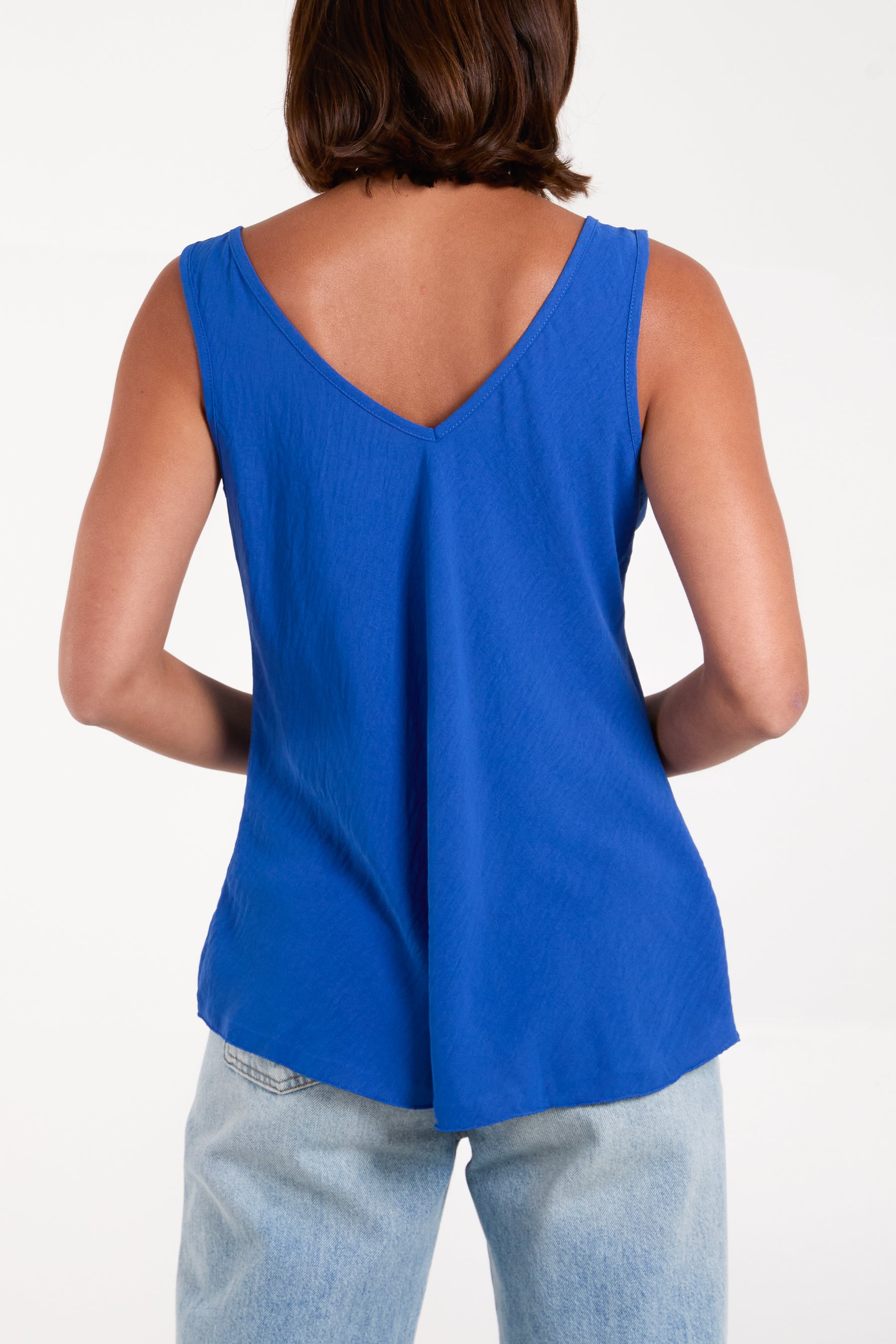 Bias Cut Double V-Neck Basic Top