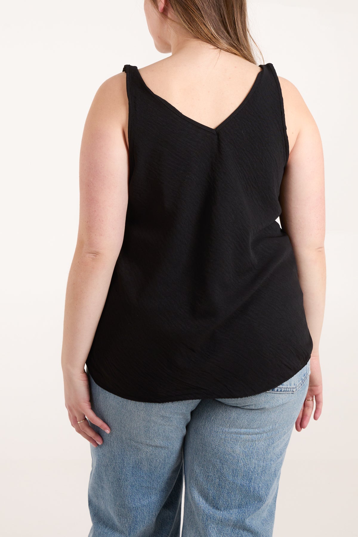 Bias Cut Double V-Neck Basic Top