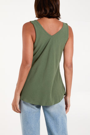 Bias Cut Double V-Neck Basic Top