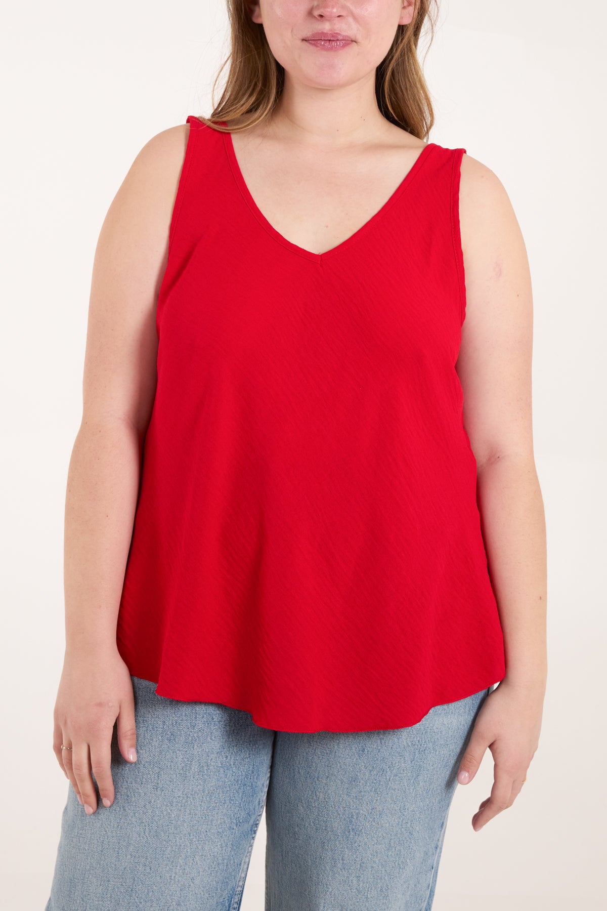 Bias Cut Double V-Neck Basic Top