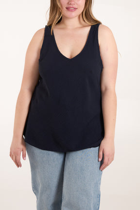 Bias Cut Double V-Neck Basic Top