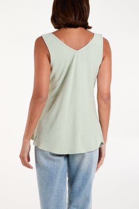 Bias Cut Double V-Neck Basic Top