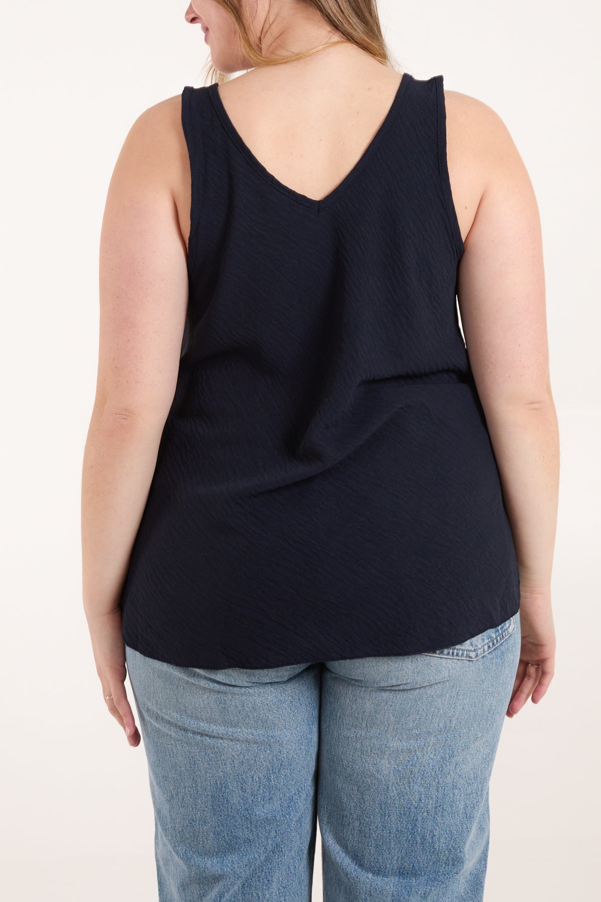 Bias Cut Double V-Neck Basic Top