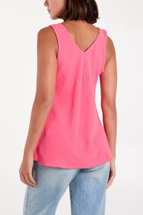 Bias Cut Double V-Neck Basic Top