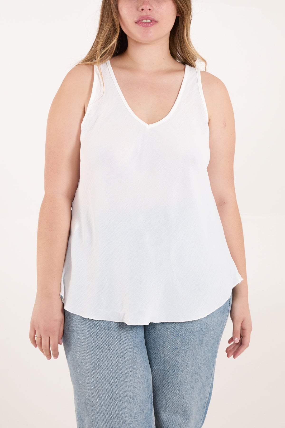 Bias Cut Double V-Neck Basic Top