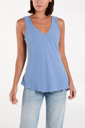 Bias Cut Double V-Neck Basic Top