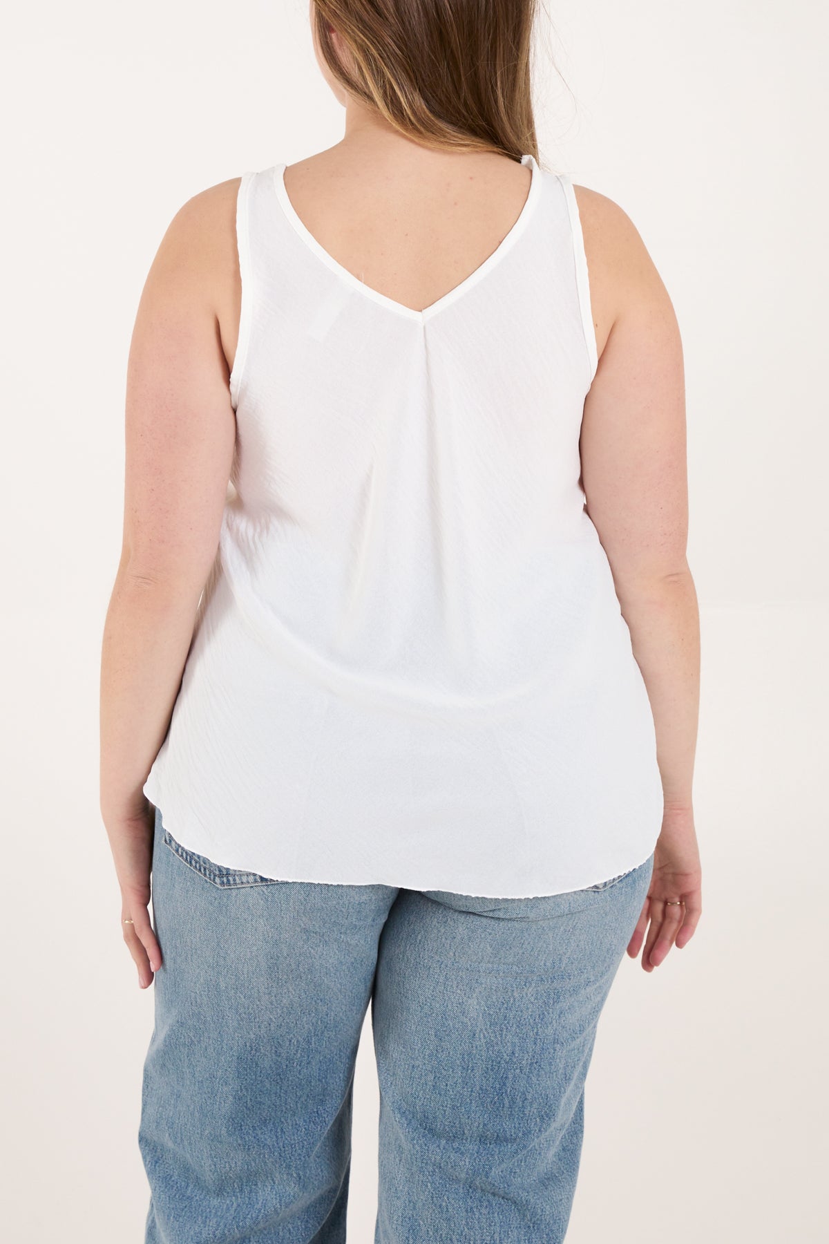 Bias Cut Double V-Neck Basic Top