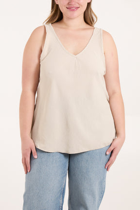 Bias Cut Double V-Neck Basic Top