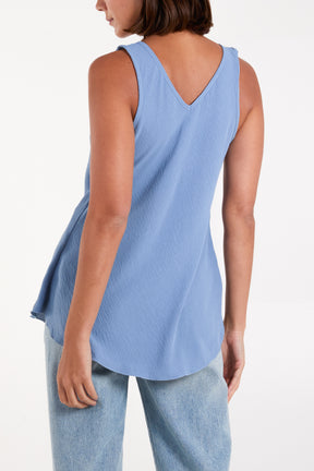 Bias Cut Double V-Neck Basic Top