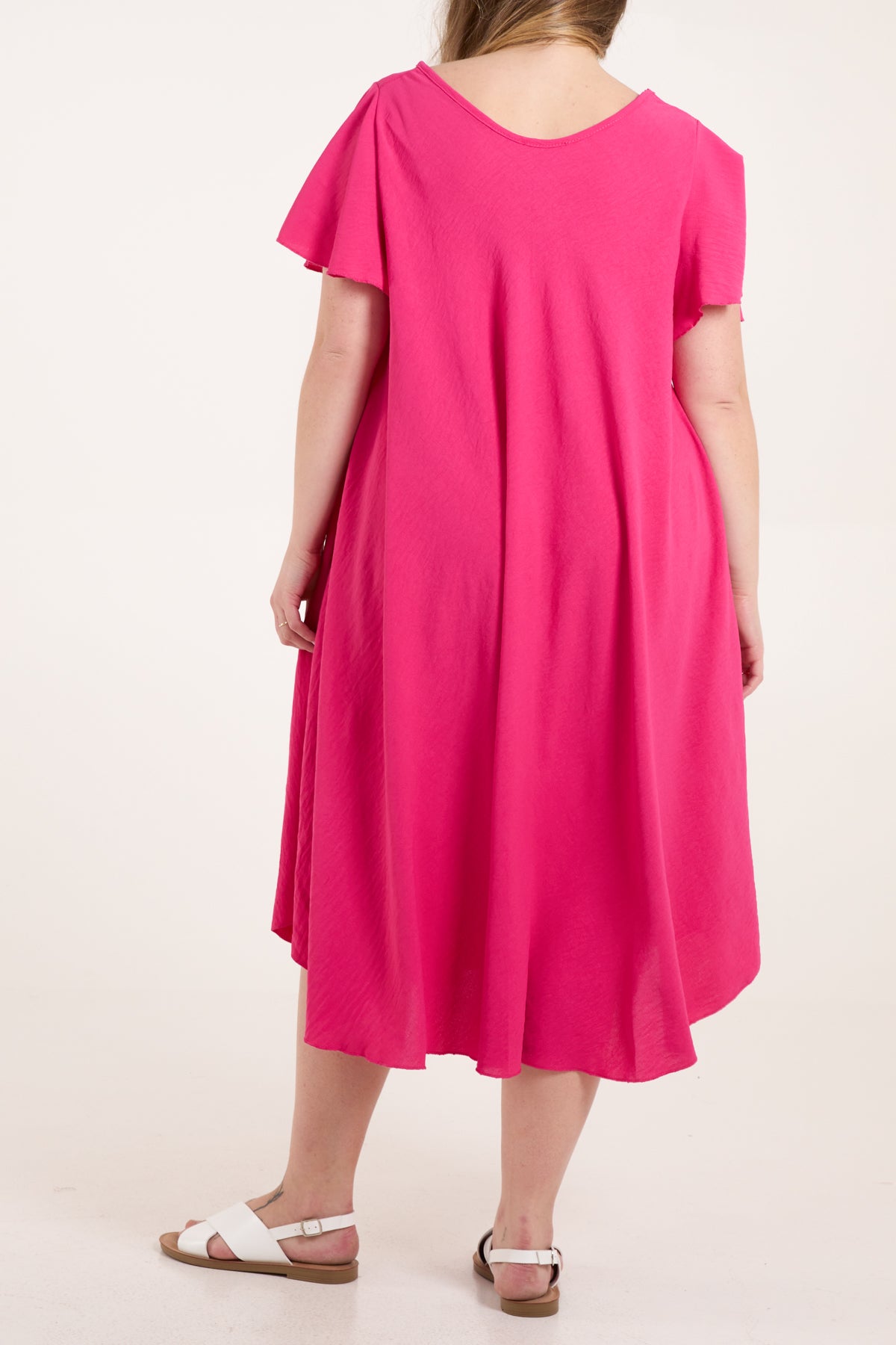 V-Neck Short Sleeve Smock Midi Dress