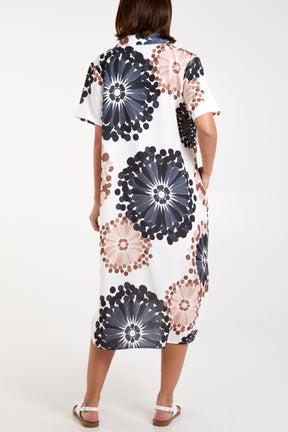 Retro Floral Collar Midi Dress