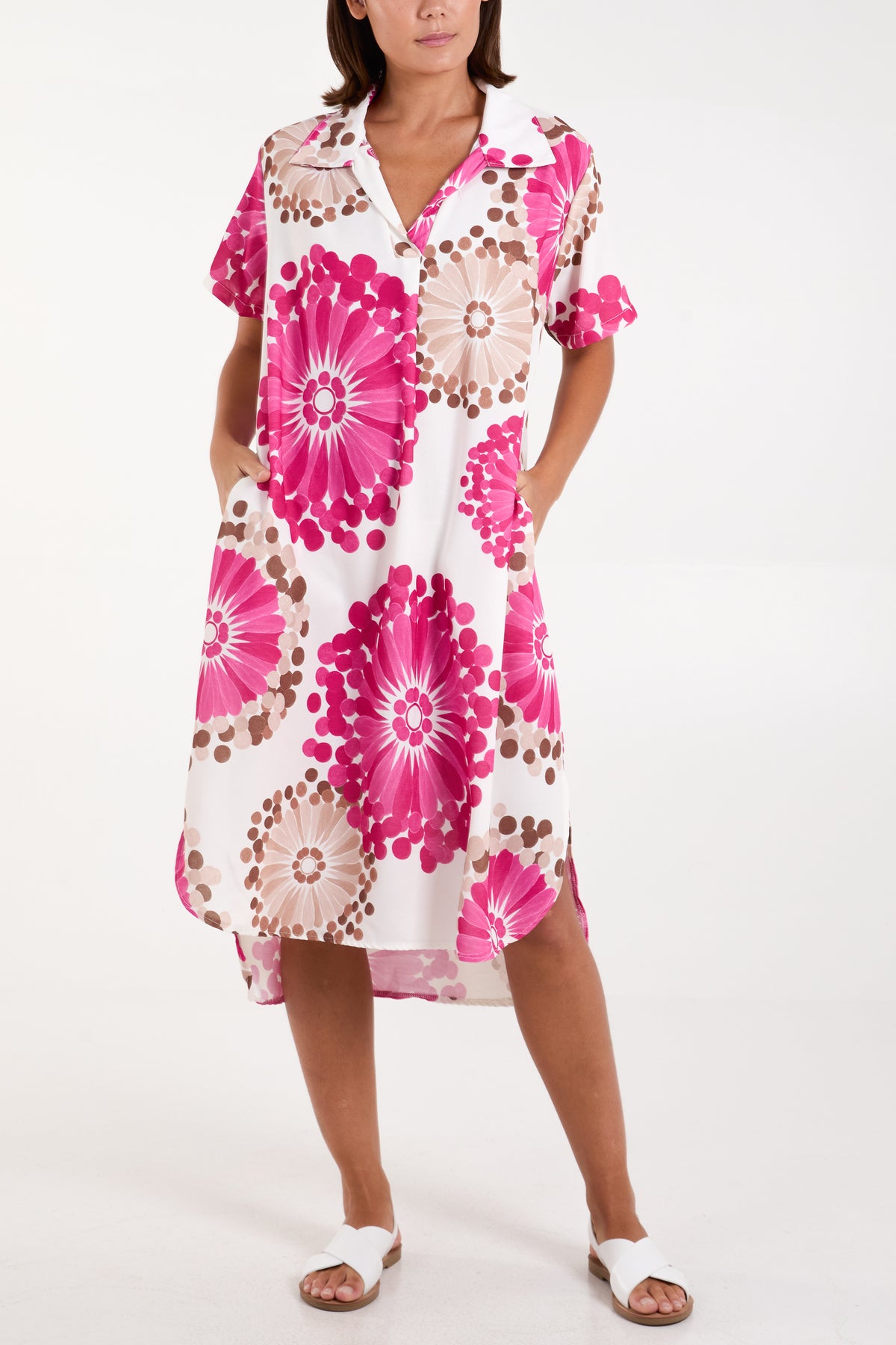 Retro Floral Collar Midi Dress