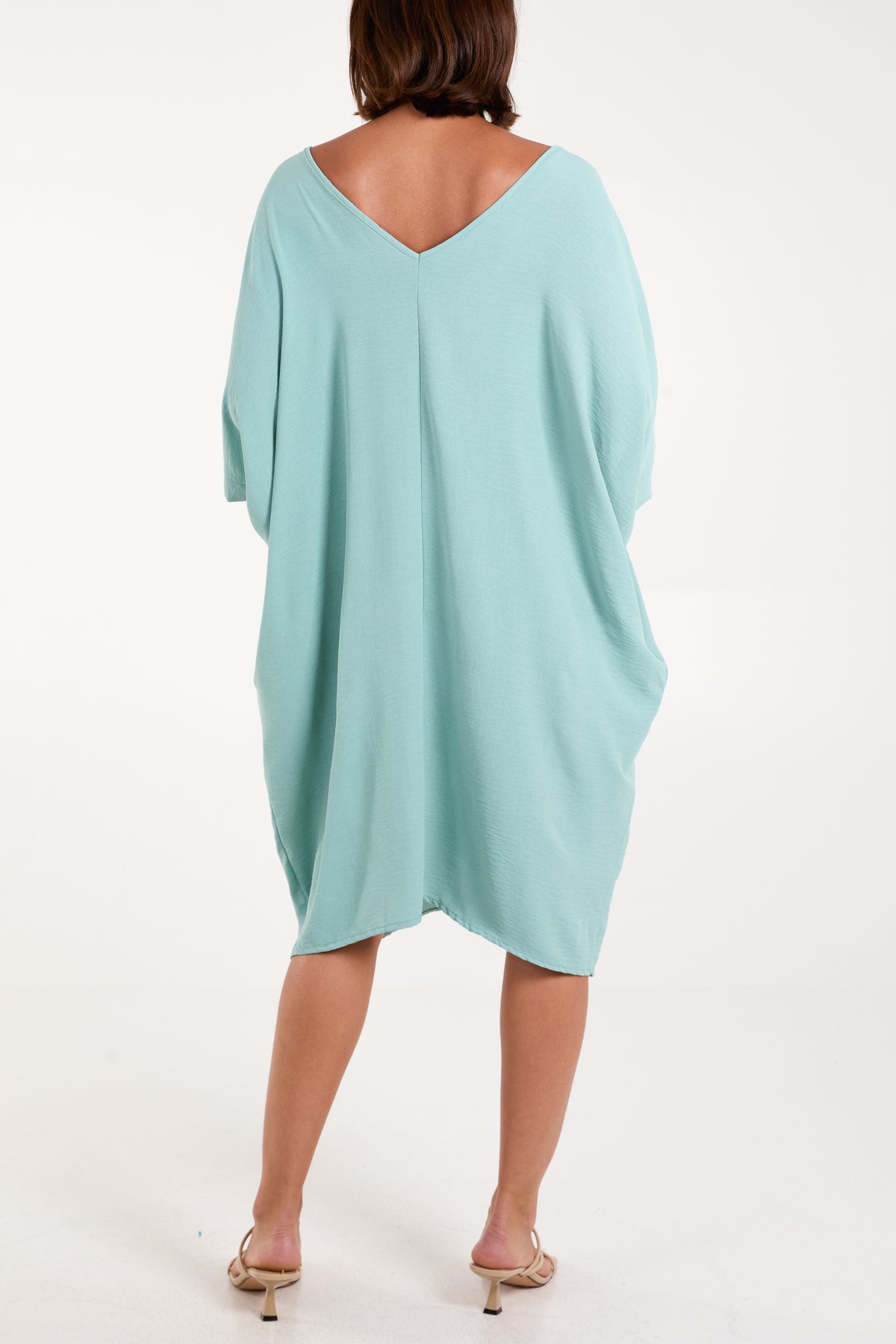 Double V-Neck Cocoon Pockets Dress