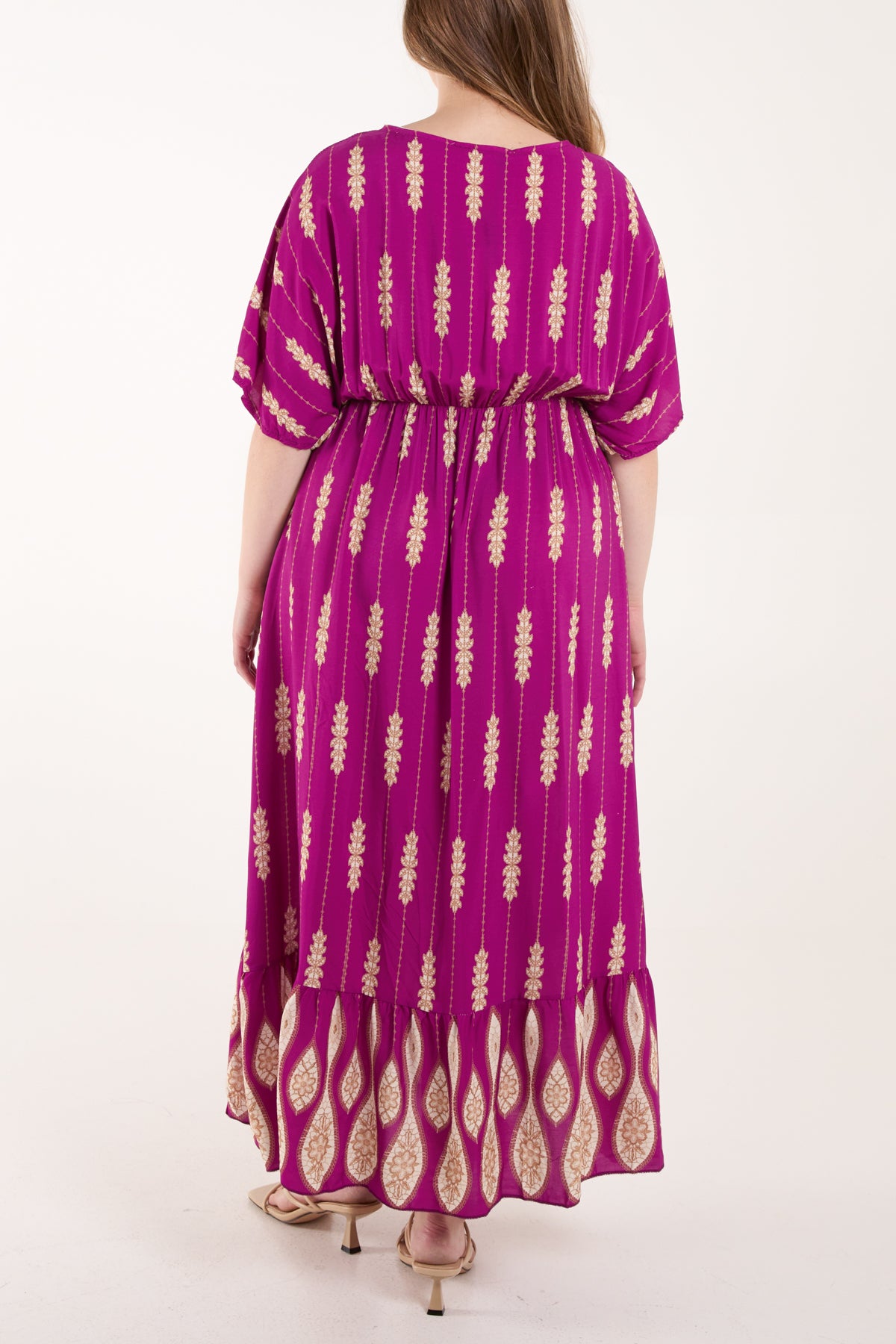 Tassels Striped Leaf Print Maxi Dress