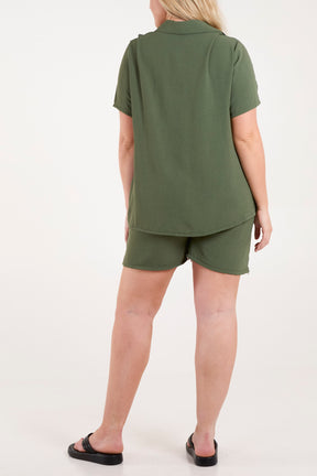 Scallop Edge Shirt & Shorts Set