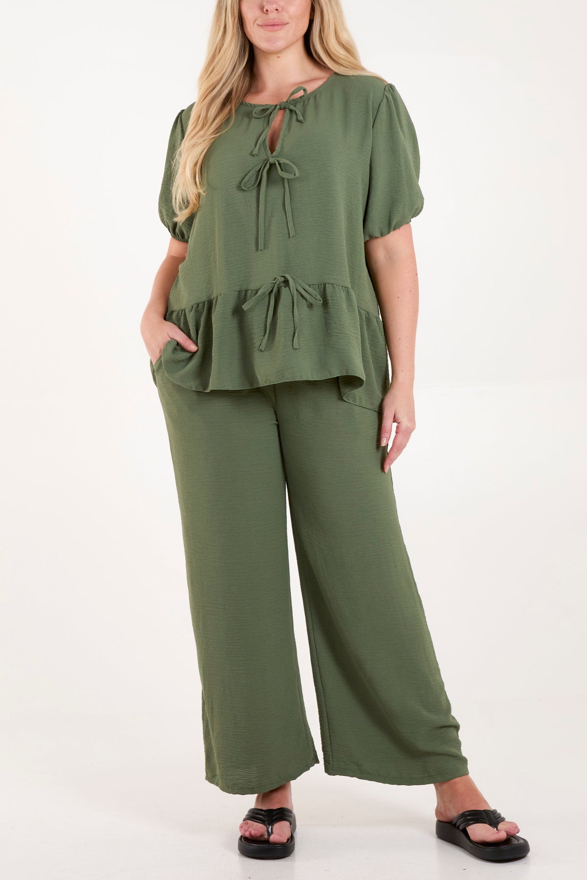 Tied Front Blouse & Tousers Co-Ord