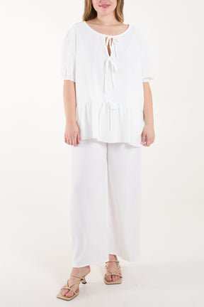 Tied Front Blouse & Tousers Co-Ord