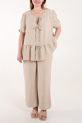 Tied Front Blouse & Tousers Co-Ord