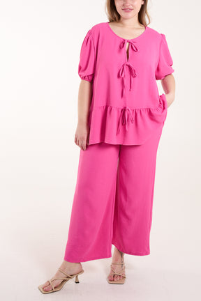 Tied Front Blouse & Tousers Co-Ord