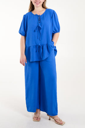 Tied Front Blouse & Tousers Co-Ord