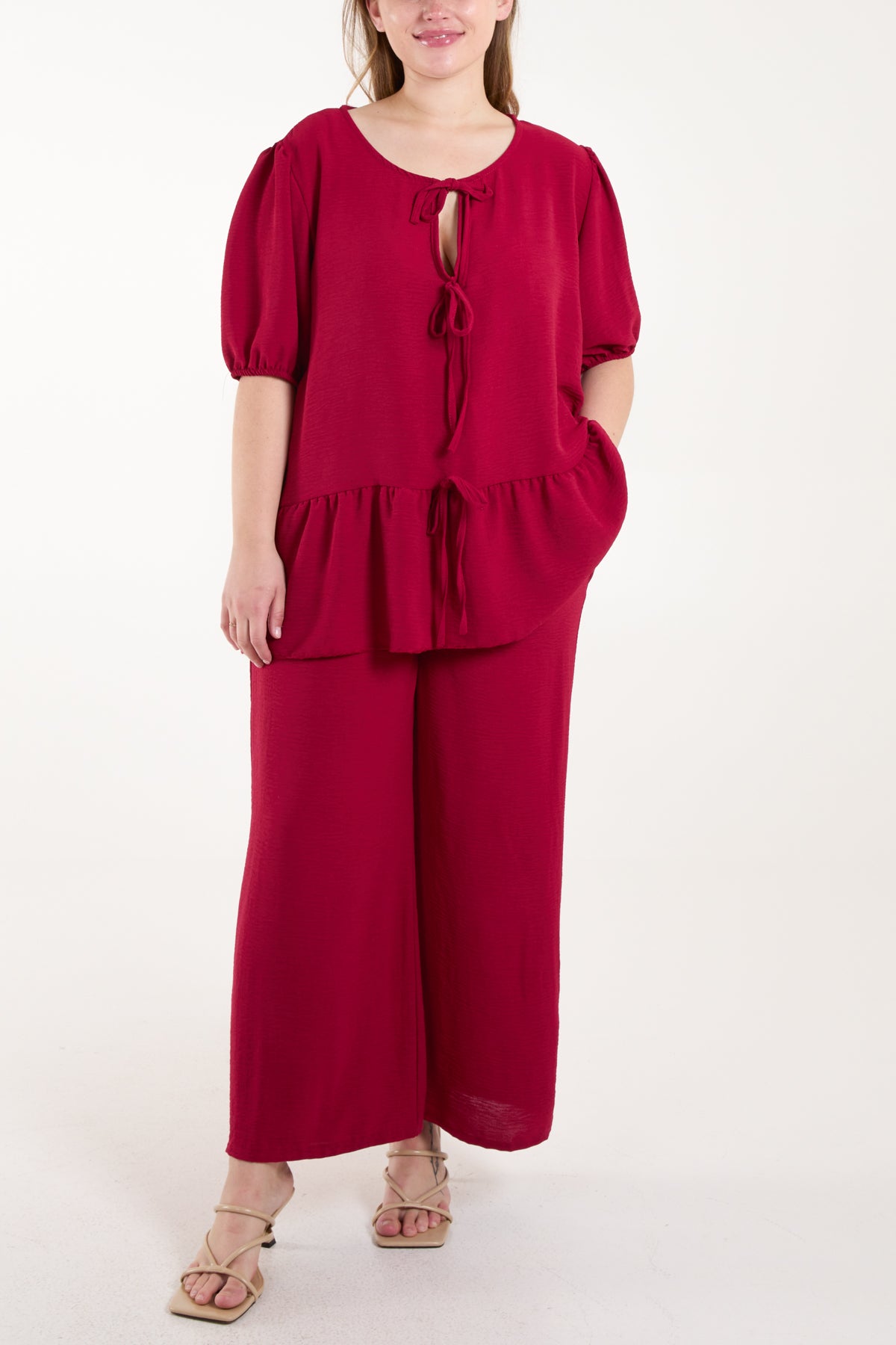 Tied Bow Front Blouse & Trousers Co-Ord