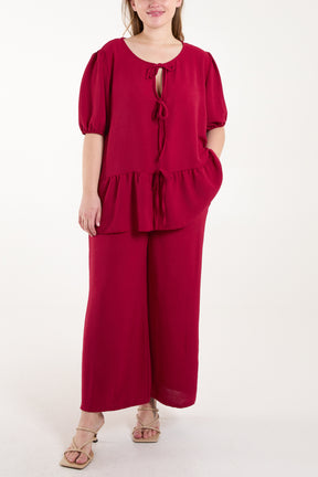 Tied Front Blouse & Tousers Co-Ord