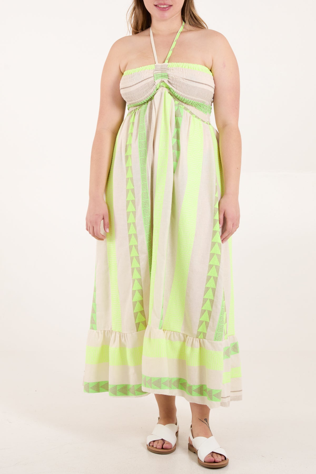 Geometric Strapless Smock Maxi Dress