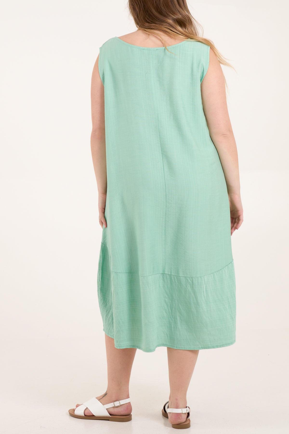 Sleeveless Contrasted Border Midi Dress