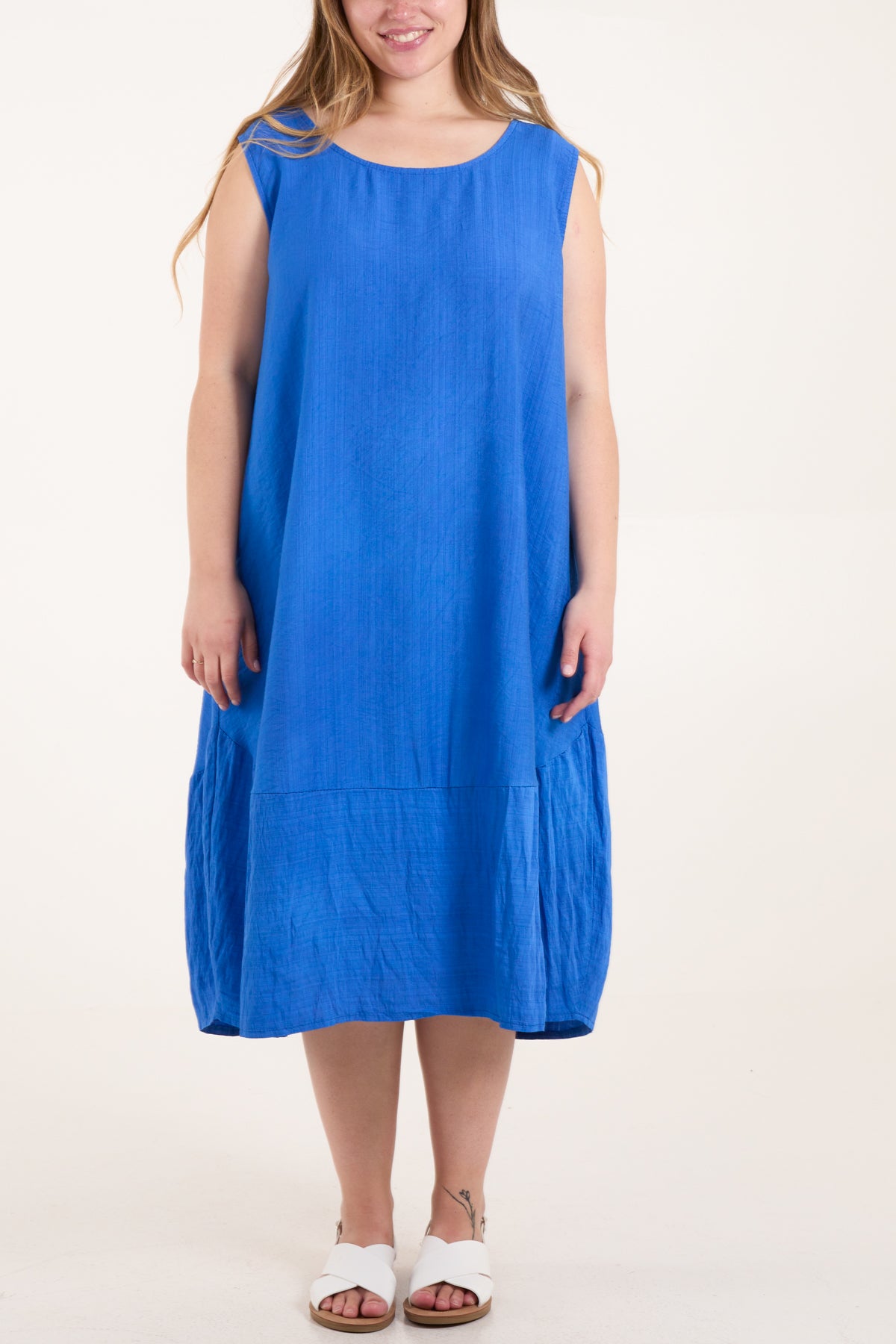 Sleeveless Contrasted Border Midi Dress