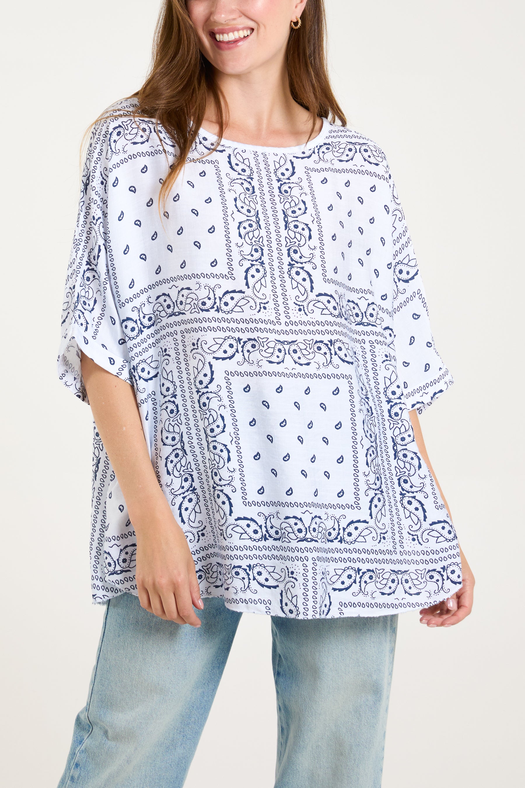 Bandana Print Short Sleeve Top