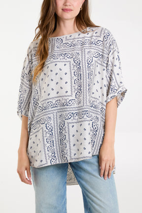 Bandana Print Short Sleeve Top