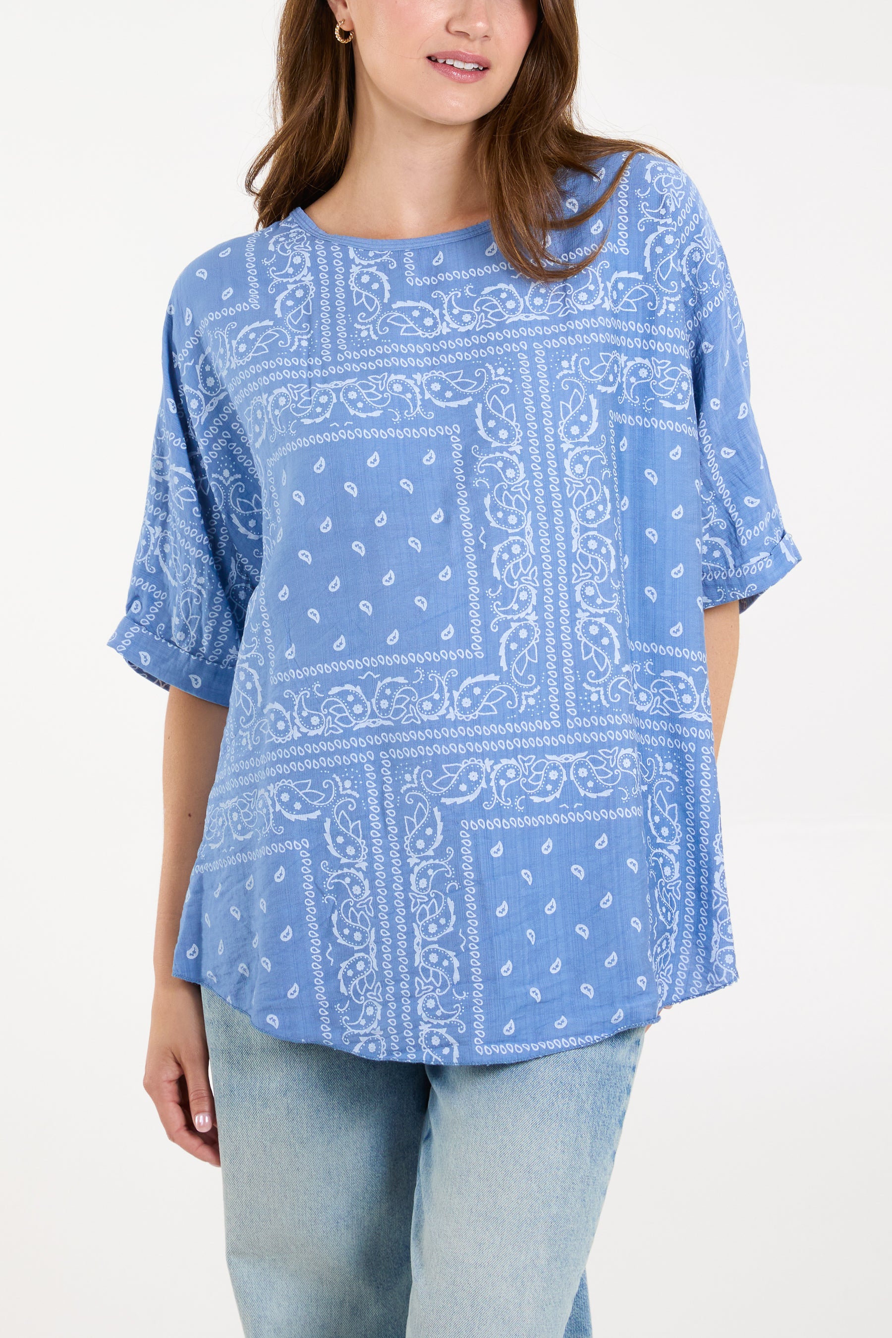 Bandana Print Short Sleeve Top