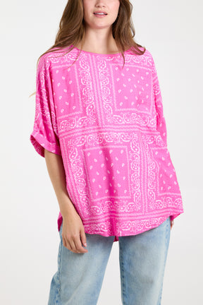 Bandana Print Short Sleeve Top