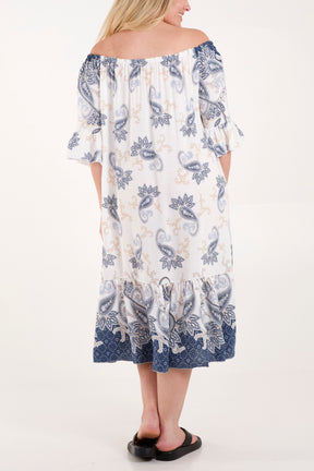 Bardot Paisley Print Tassels Dress