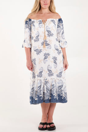 Bardot Paisley Print Tassels Dress