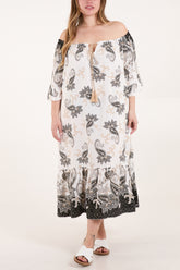 Bardot Paisley Print Tassels Dress