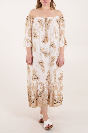 Bardot Paisley Print Tassels Dress