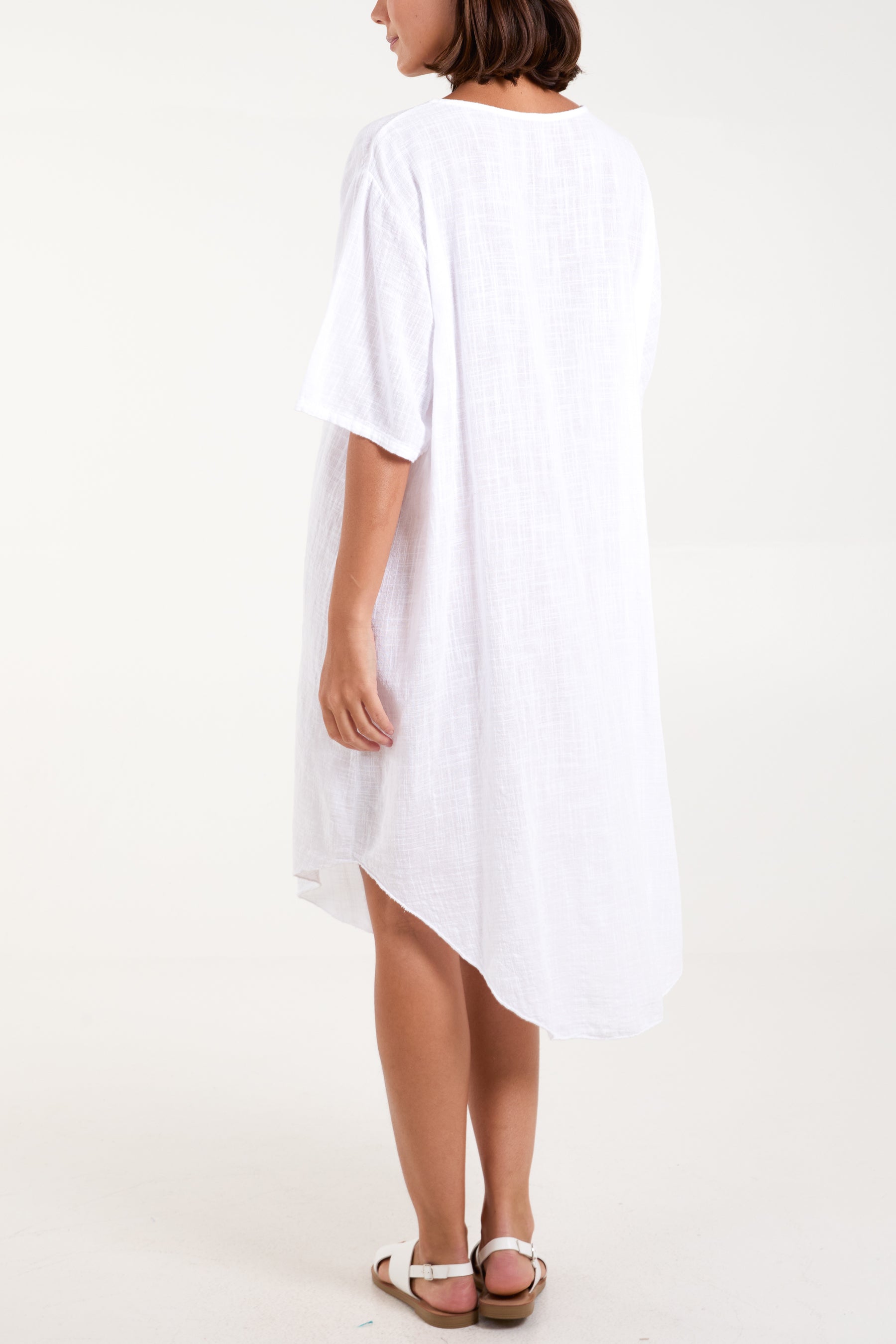 Pure Cotton Button Front Midi Dress