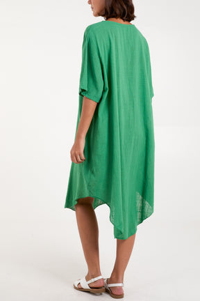 Pure Cotton Button Front Midi Dress