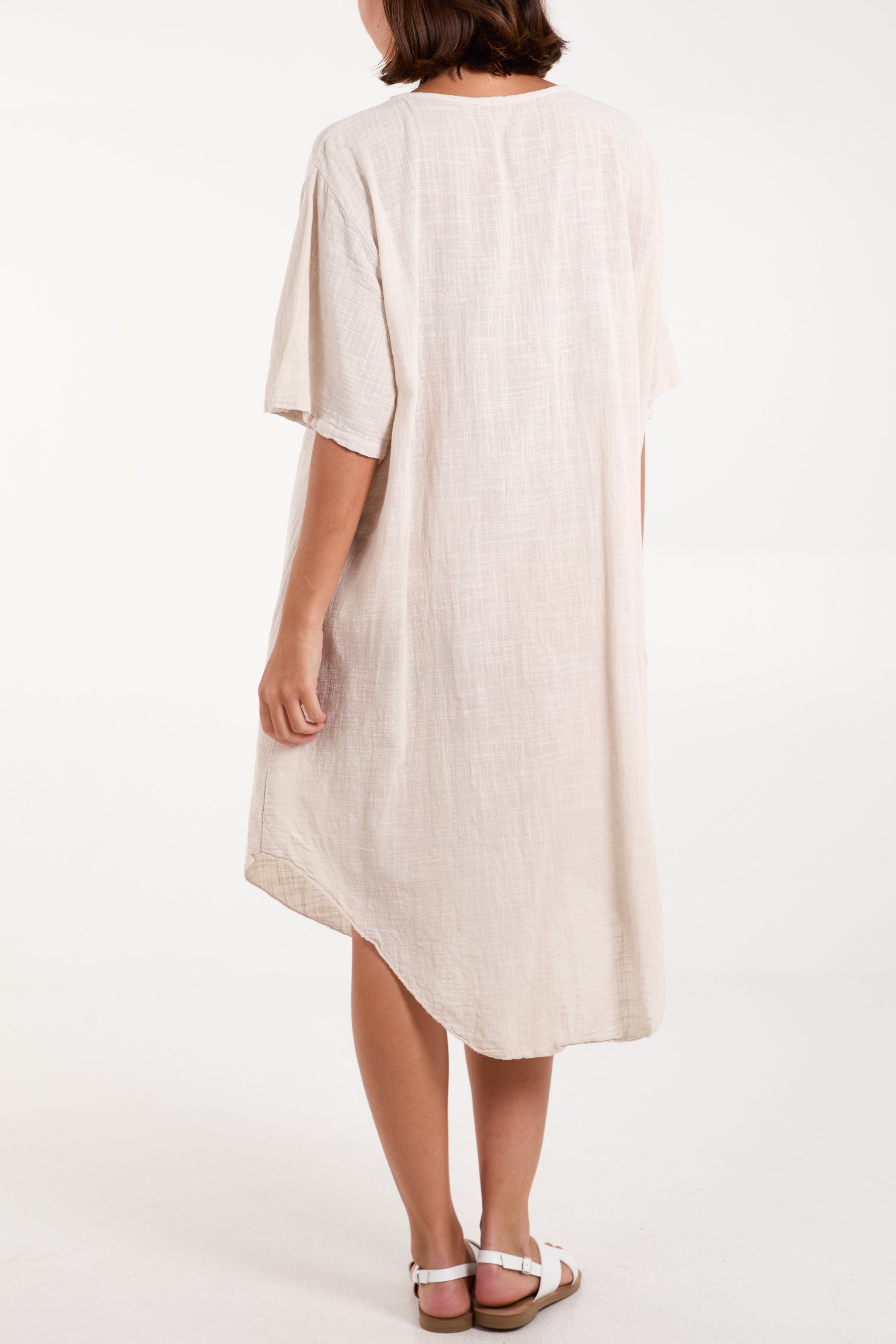 Pure Cotton Button Front Midi Dress