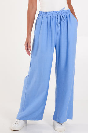 Crepe Elastic Waist Wide Leg Trousers