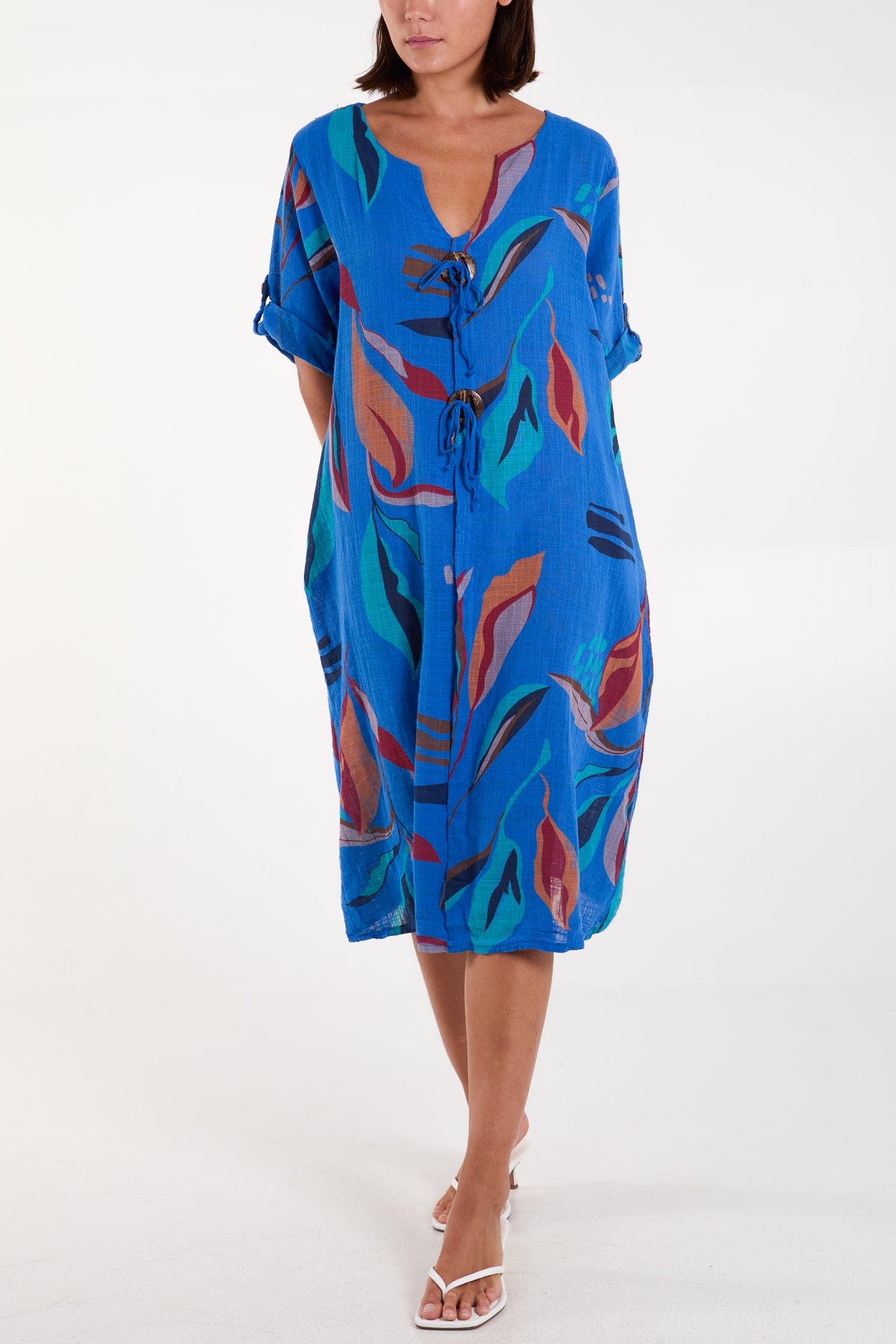 Pure Cotton Leave Print Dress