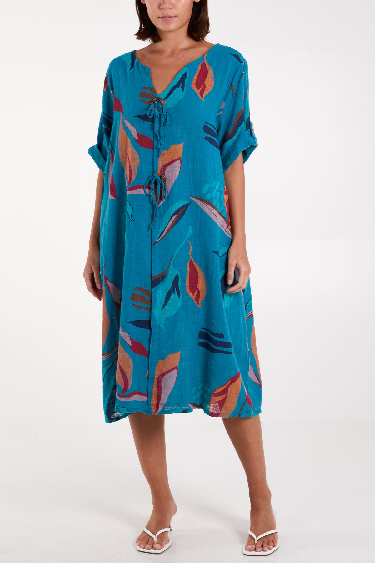 Pure Cotton Leave Print Dress