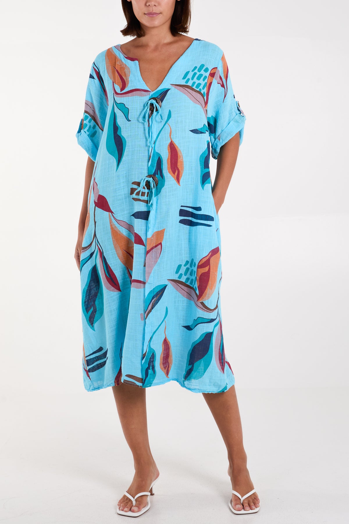 Pure Cotton Leave Print Dress